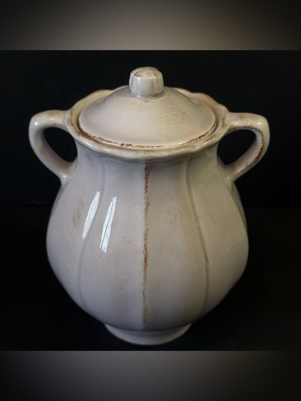 Laura Ashley Covered Sugar Bowl Lavender Purple Dresser Cotton Ball Romantic